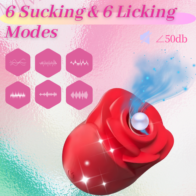 2025 Upgrated Rose Toy for Women: 3-In-1 Rose Vibrator Clitoral Nipple Stimulator With Quiet 6 Sucking, Licking & Vibrating Functions,Pleasure Adult Toy for Her