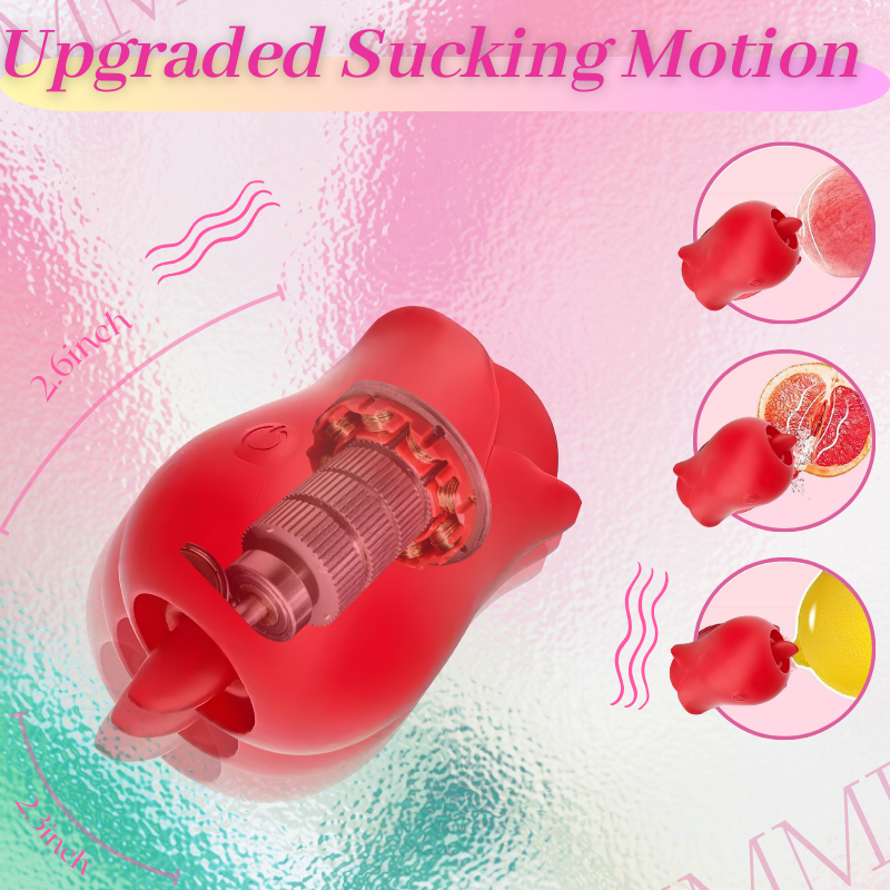 2025 Upgrated Rose Toy for Women: 3-In-1 Rose Vibrator Clitoral Nipple Stimulator With Quiet 6 Sucking, Licking & Vibrating Functions,Pleasure Adult Toy for Her