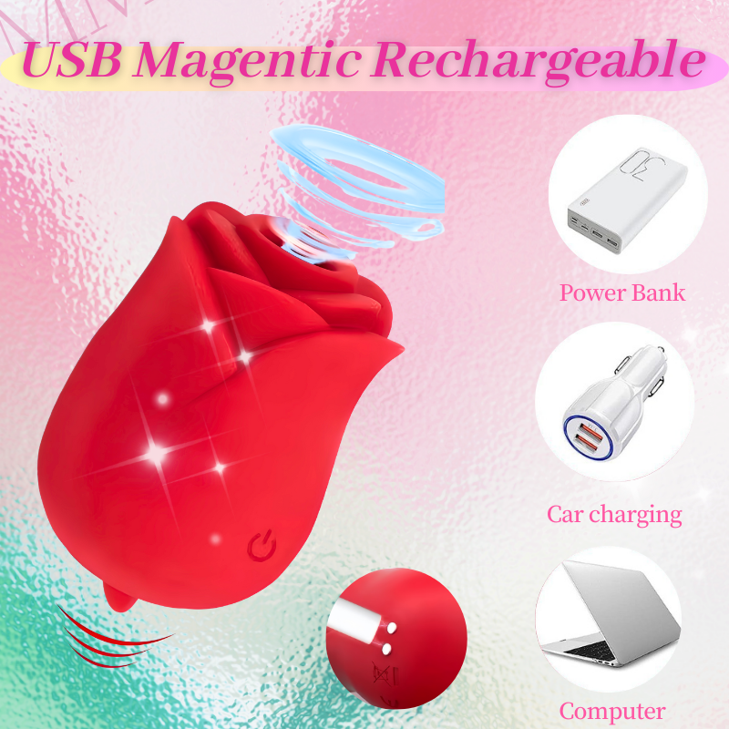 2025 Upgrated Rose Toy for Women: 3-In-1 Rose Vibrator Clitoral Nipple Stimulator With Quiet 6 Sucking, Licking & Vibrating Functions,Pleasure Adult Toy for Her