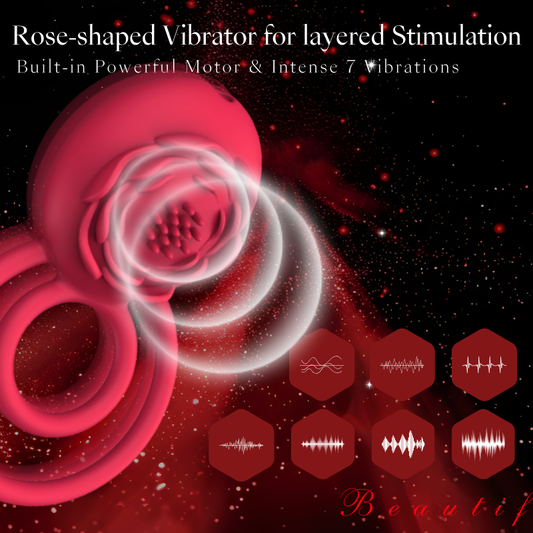2025 Upgrated Rose Sex Toy for Men: Vibrator Cock Ring With Quiet 7 Vibrating Functions, Nipple Teasing Clitoris Rose Clitoral Stimulator for Male Couple Adult Toy