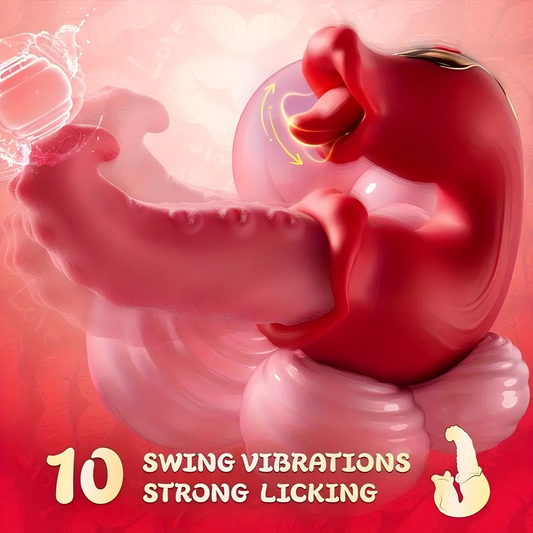 2025 Upgrated Rose Vibrator Sex Toys for Women: 4-IN-1 Tongue Thrusting Vibrators Dildo Rose Sex Toys with 10 Licking Clitoral & 10 Vibration Mode, G Spot Clit Stimulator Pleasure Tools for Female Couples